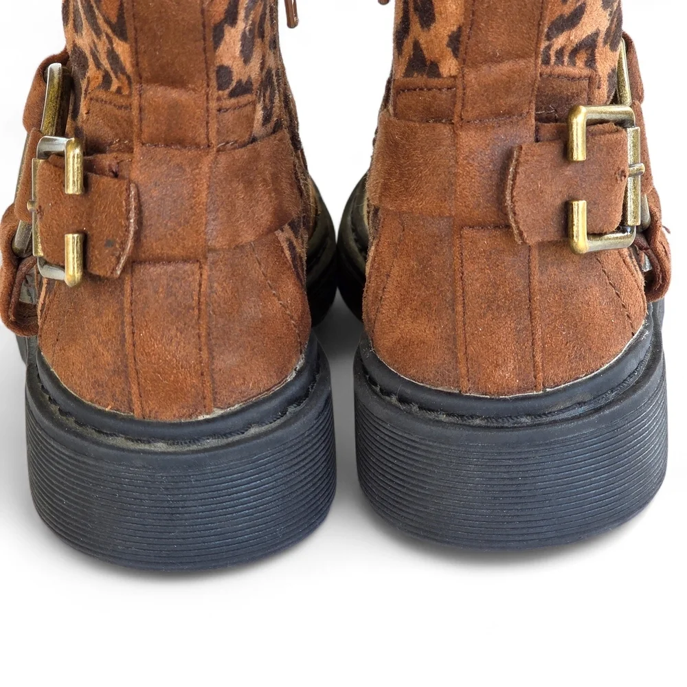 Volatile 'Lottie' Brown Leopard Print Toddler Girls Ankle Boots Size 10 EUC
